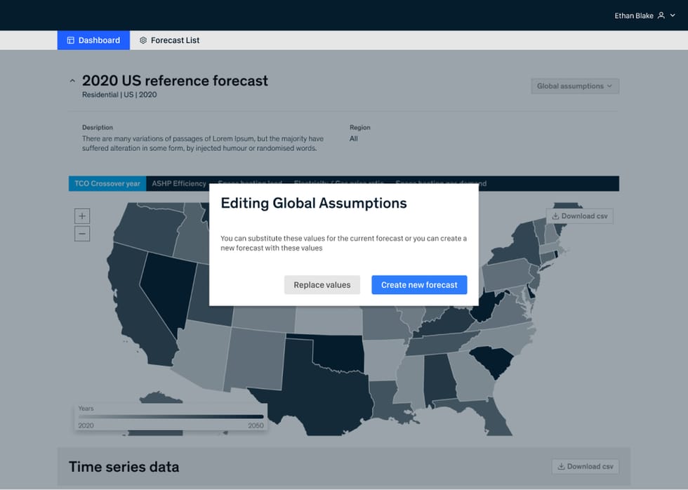 Modal de confirmación al editar los supuestos globales
